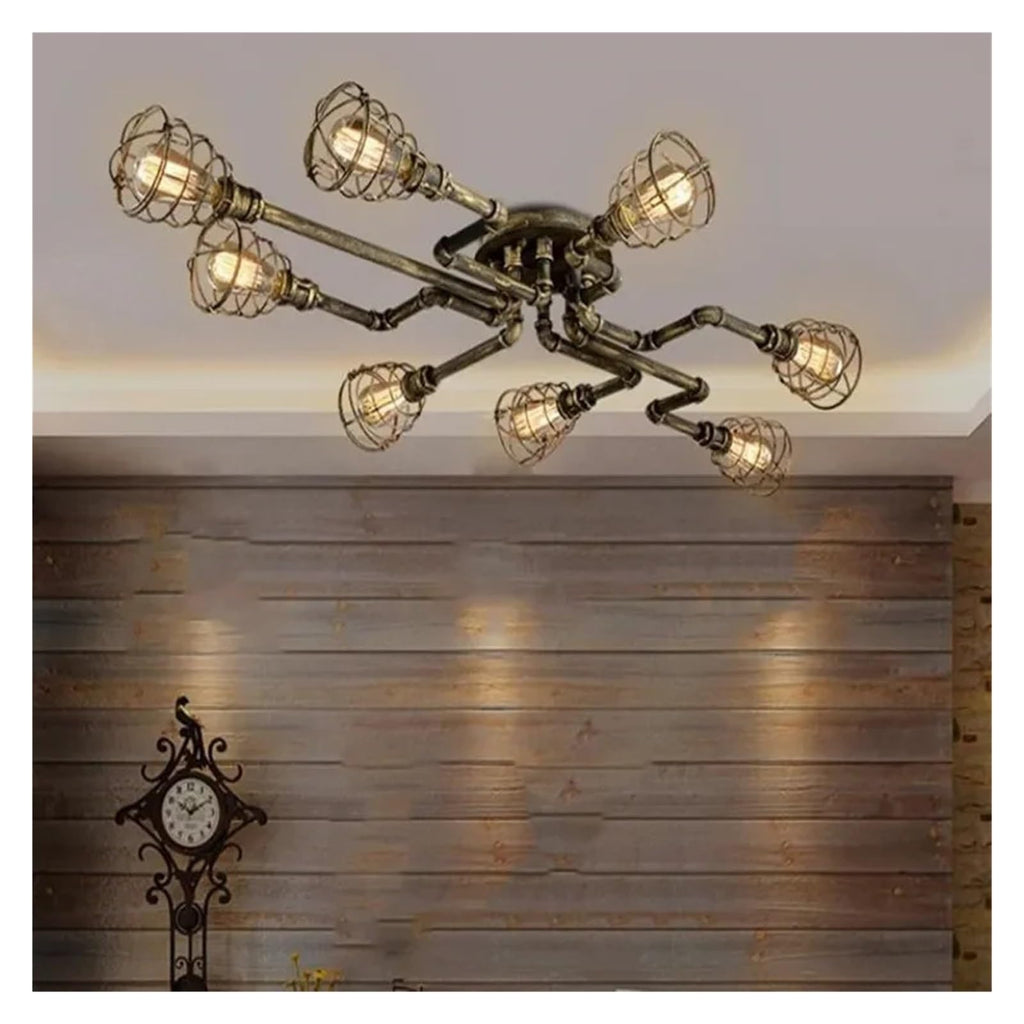 Vintage Iron Light Water Pipe Ceiling Light Fixture Creative Retro Nostalgia Light,Foyer