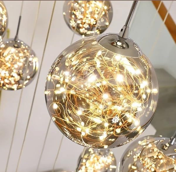 Modern Spiral Stair LED Chandelier Lustre Living Room Duplex Building Loft Pendant Lamps Nordic Home Decor Dining Lighting(45 Heads,Warm White)