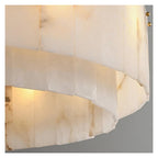 Round Drum Natural Alabaster Chandelier, Modern Marble Shade Pendant Light