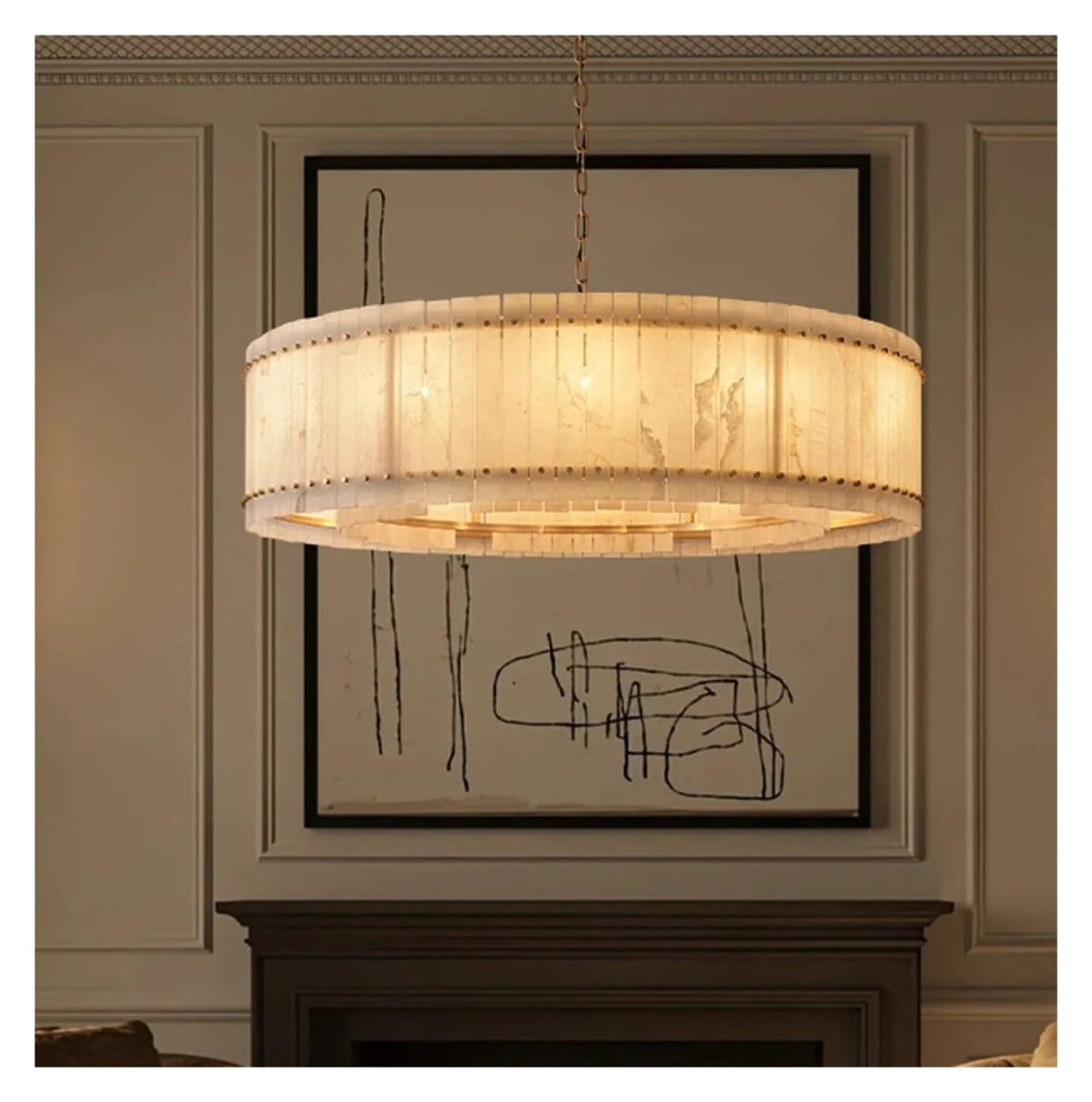 American Marble LED Chandelier Lighting Alabaster Hanging Lamps Lustre Suspension Luminaire Lampen for Dinning Room,Art