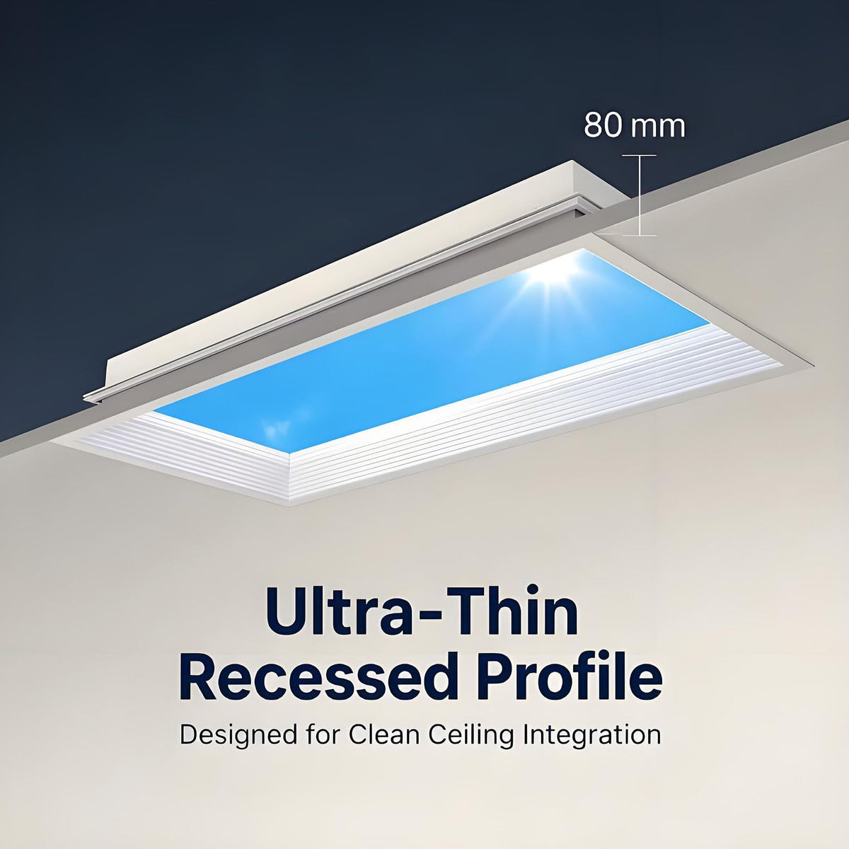 Artificial Skylight Ceiling Light, Dimmable Full Spectrum LED Panel Lamp, 3000-6000K Color Temp Artificial Blue Sky Cloud Light for Home Office Embedded-30×60cm