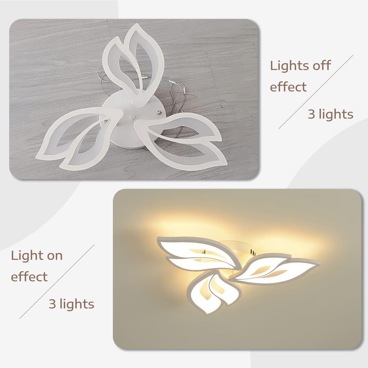 15‑Light Dimmable White Flower‑Shaped Acrylic LED Ceiling Lamp with Remote(