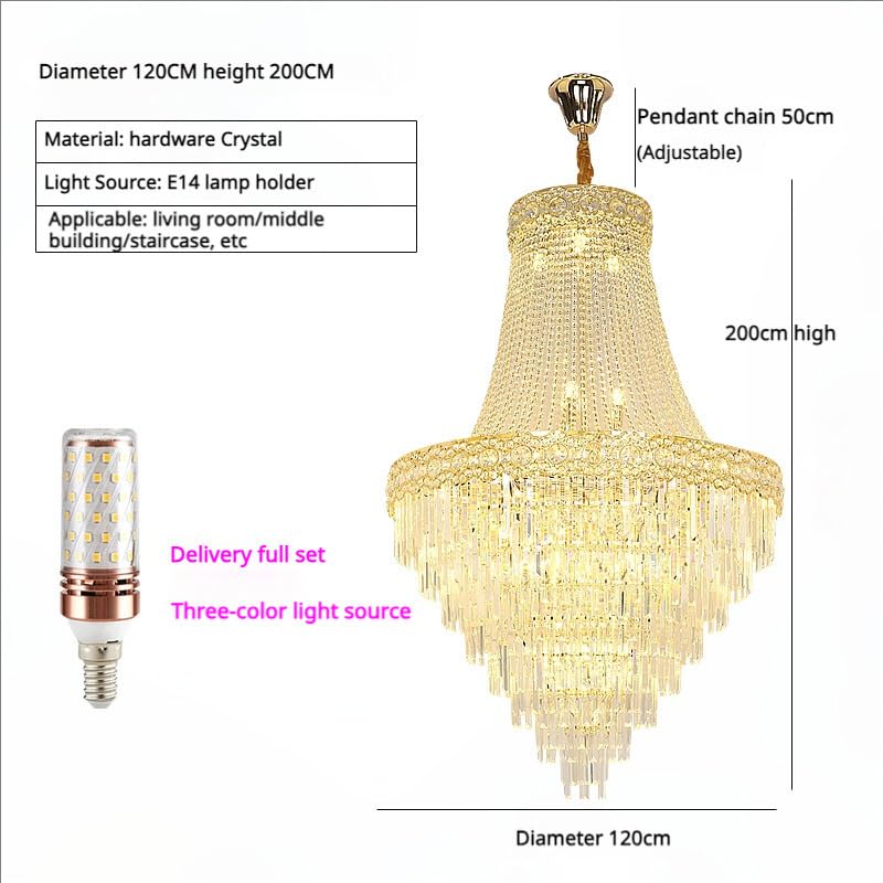 Villa Hollow Duplex Chandelier Crystal Hall Spiral Staircase Hotel Light