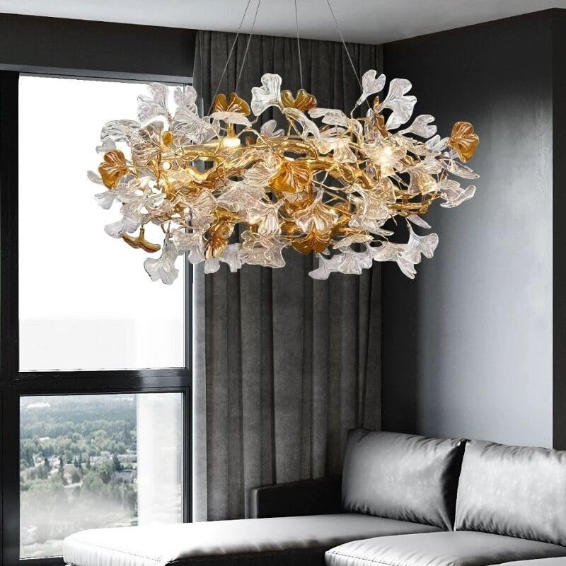Ceiling Pendant Light, Modern Luxury Villa Branch Living Room Chandelier Duplex Designer Restaurant Island Decorative Lighting(Cold White,Dia80x H35CM)