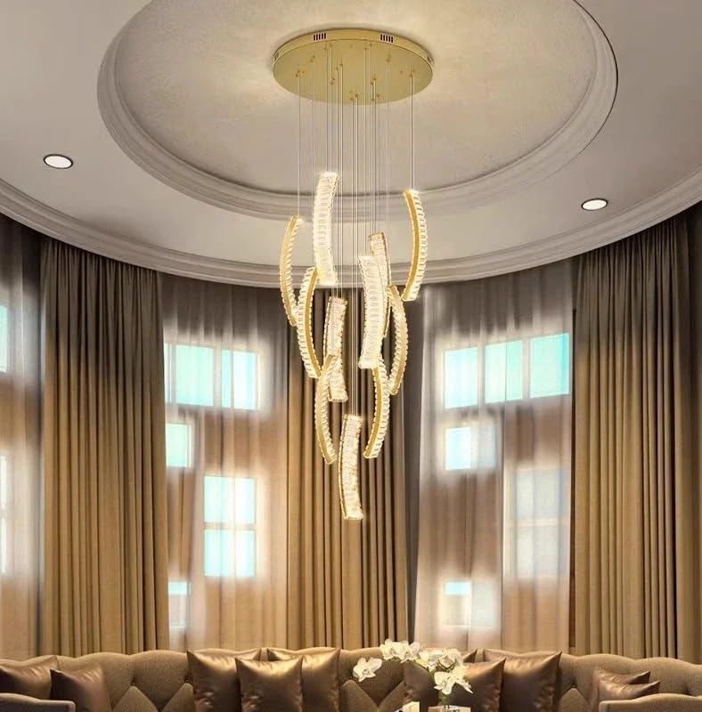 Ceiling Pendant Light, Modern Crystal Chandeliers Indoor Lighting Ceiling Lamp Hanging Lights Led for The Living Room(24 Head,Dimming)