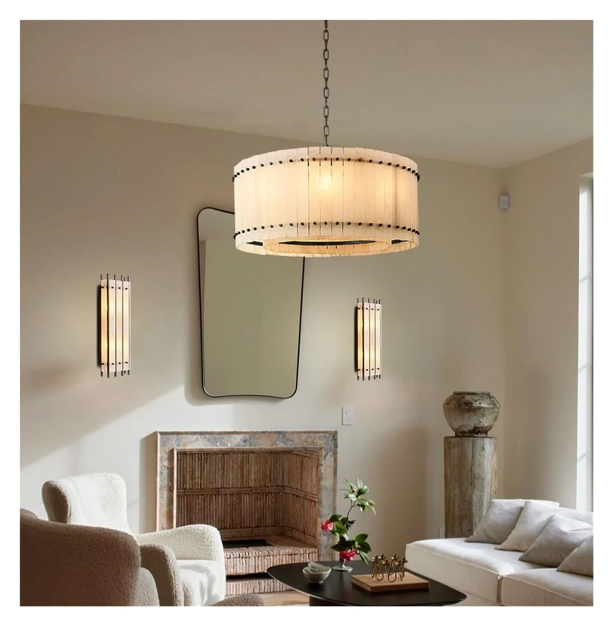 American Marble LED Chandelier Lighting Alabaster Hanging Lamps Lustre Suspension Luminaire Lampen for Dinning Room,Art