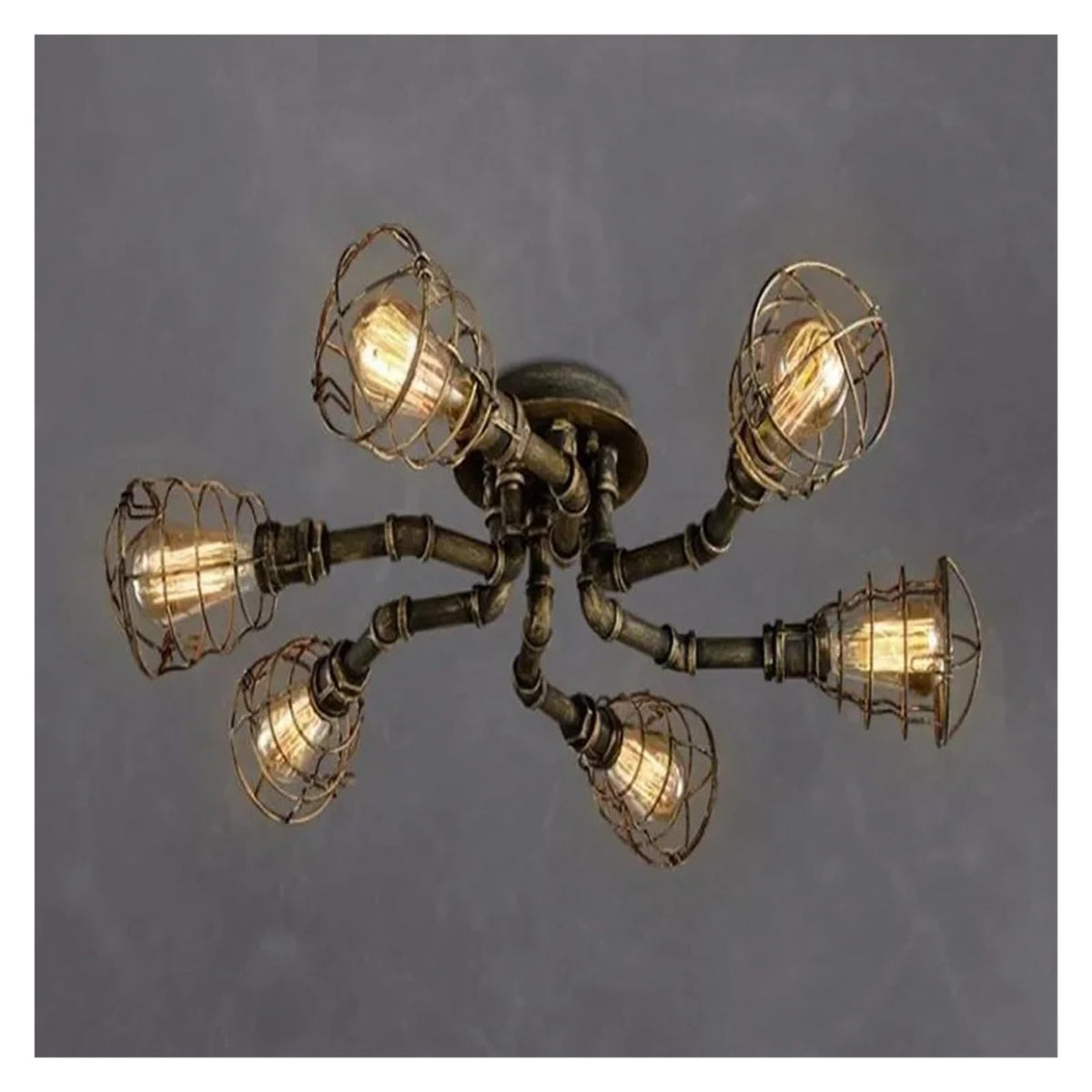 Vintage Iron Light Water Pipe Ceiling Light Fixture Creative Retro Nostalgia Light,Foyer