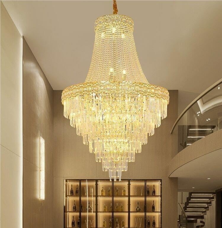 Villa Hollow Duplex Chandelier Crystal Hall Spiral Staircase Hotel Light