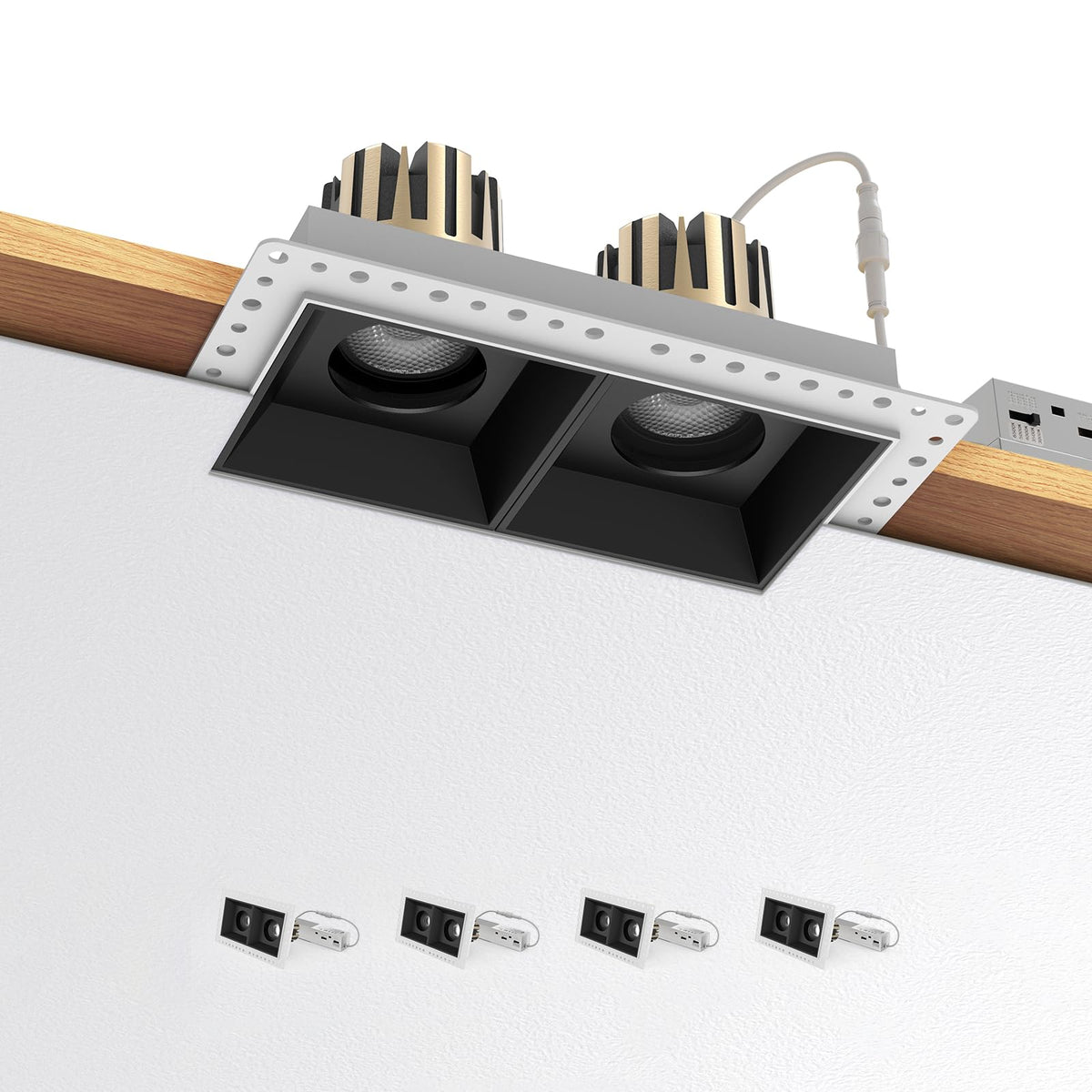4-Pack Square Rimless LED Downlight Anti-glare Embedded Ceiling Lamps