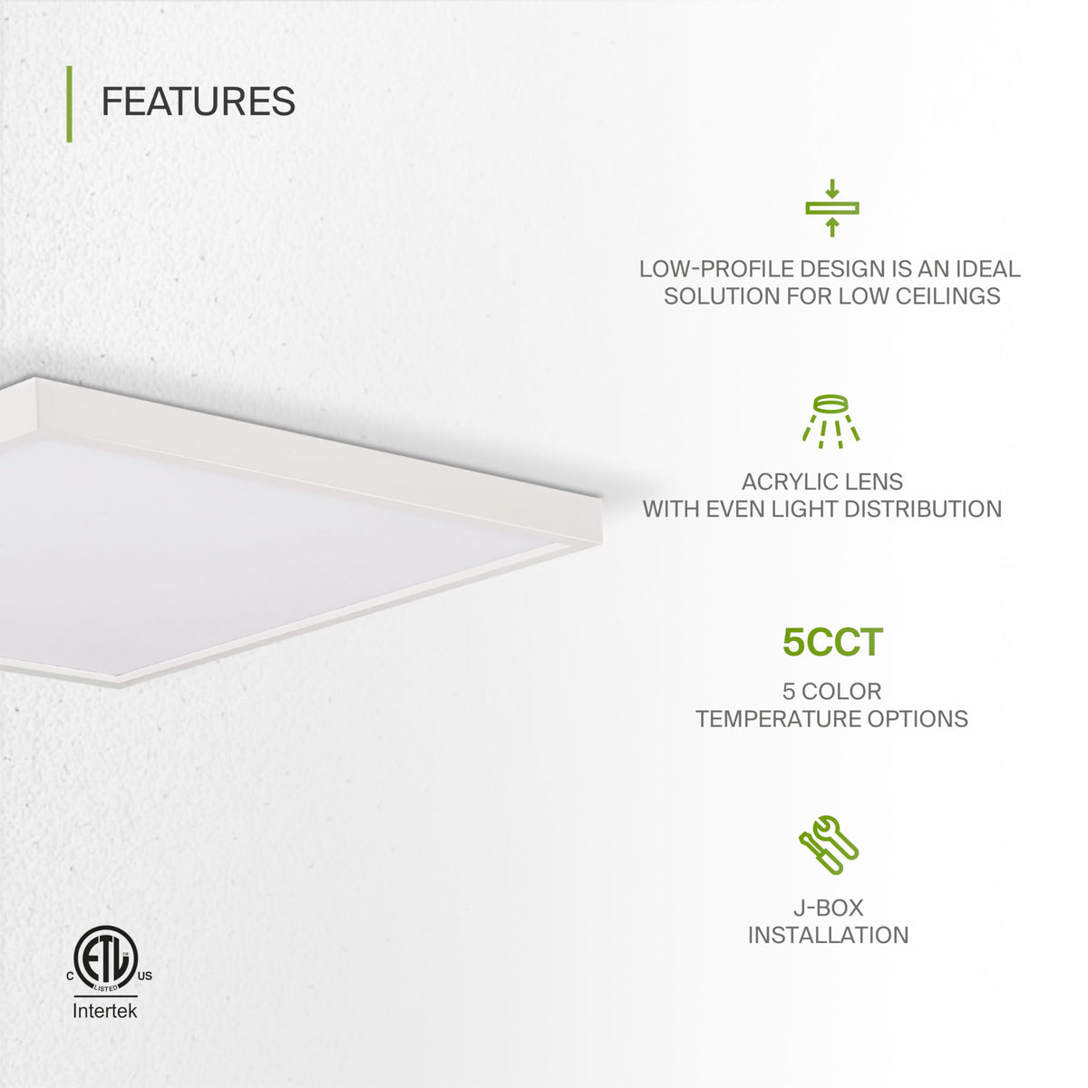 ASD 12" Square LED Flush Mount Ceiling Light 12-Pack | 5CCT | White