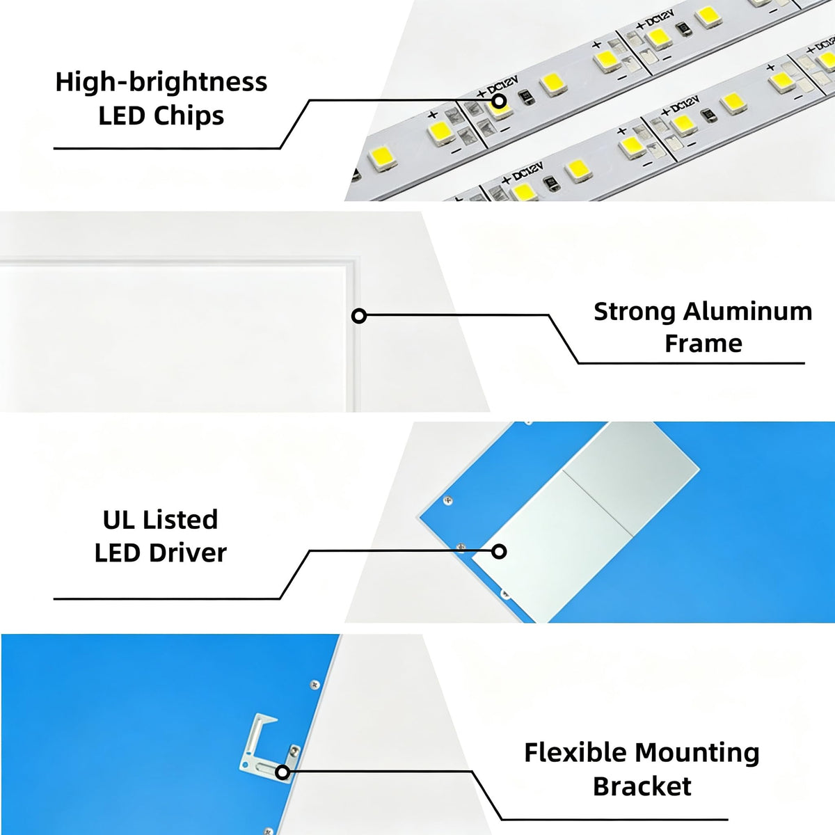 12 Pack 2x4 LED Flat Panel Light,7800LM Fixed 5000K Daylight White Recessed Troffer,0-10V Dimmable 2x4FT Drop Ceiling Light,ETL Listed Commercial Fixture for Office,Shop,Supermarket,School 110-277V AC