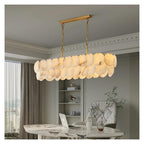 Round Alabaster Layered Chandelier Multi Disc Pendant Light ,Fresh