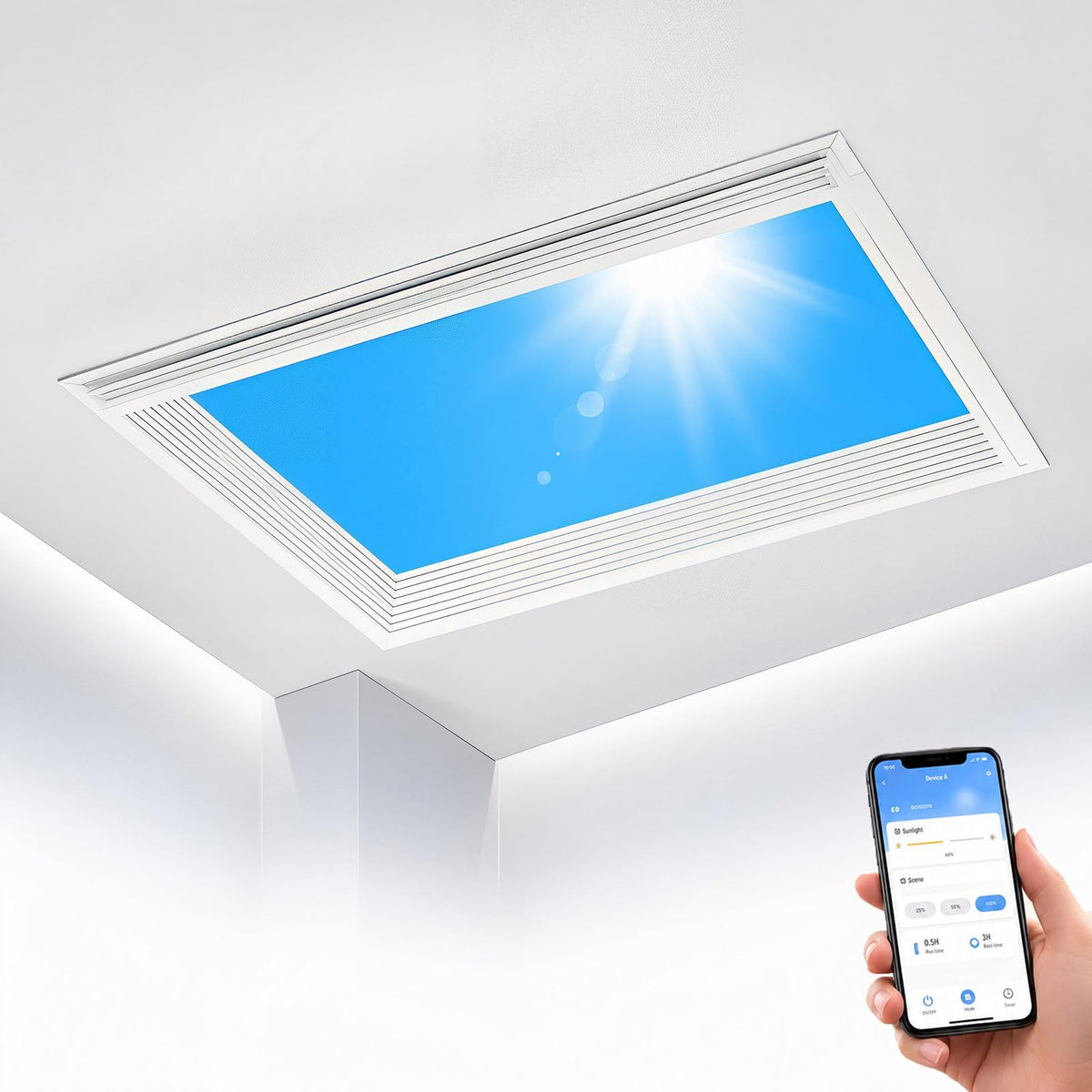 Artificial Skylight, App Control Smart Ceiling Light 60*120cm
