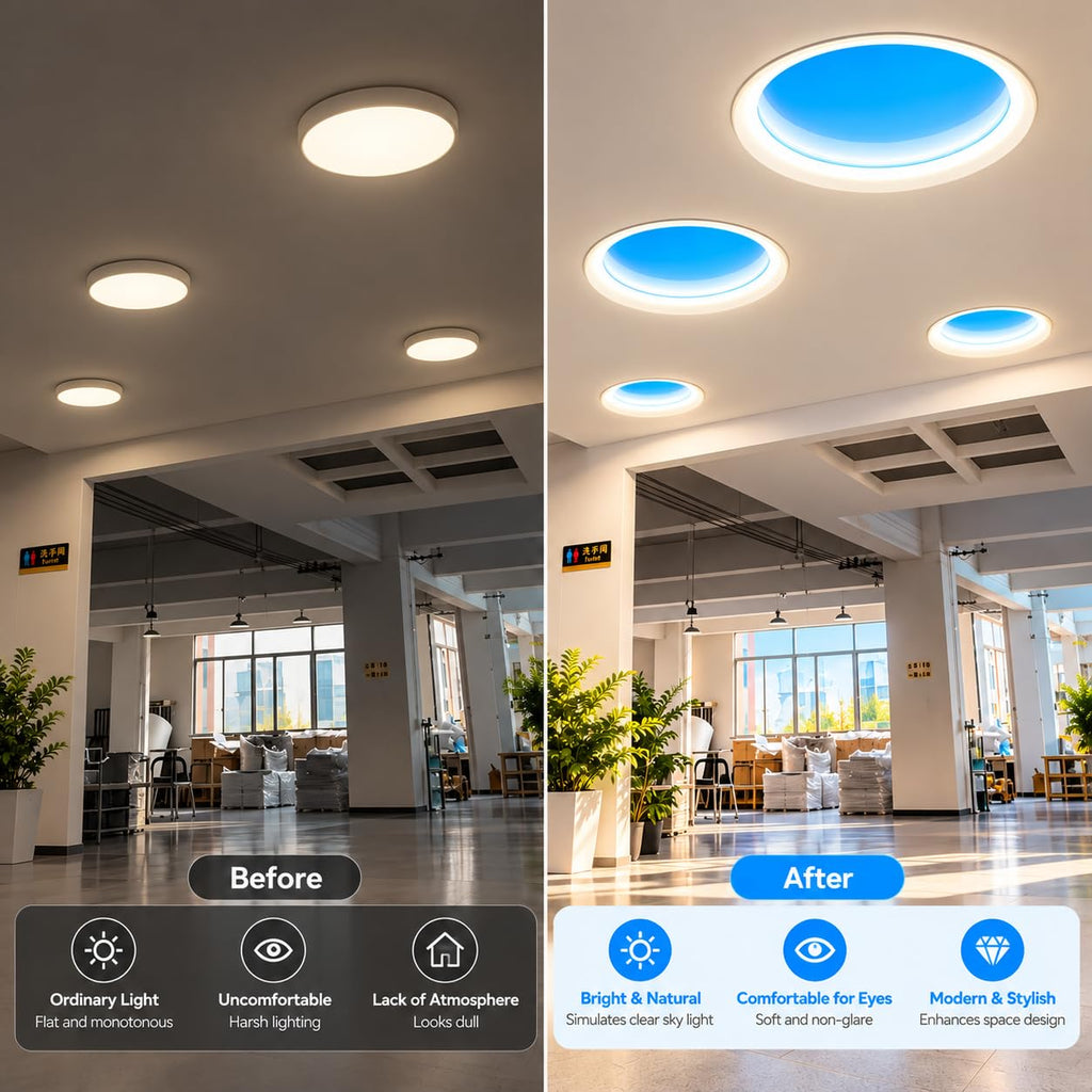 Ultra Thin Skylight Panel Light, Round Dia 21Inch Smart Blue Sky Light