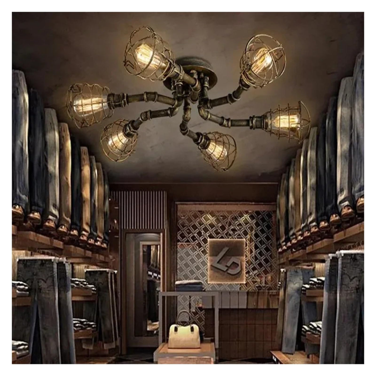 Vintage Iron Light Water Pipe Ceiling Light Fixture Creative Retro Nostalgia Light,Foyer