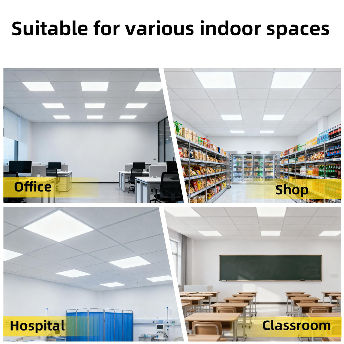 12 Pack 2x4 LED Flat Panel Light,7800LM Fixed 5000K Daylight White Recessed Troffer,0-10V Dimmable 2x4FT Drop Ceiling Light,ETL Listed Commercial Fixture for Office,Shop,Supermarket,School 110-277V AC