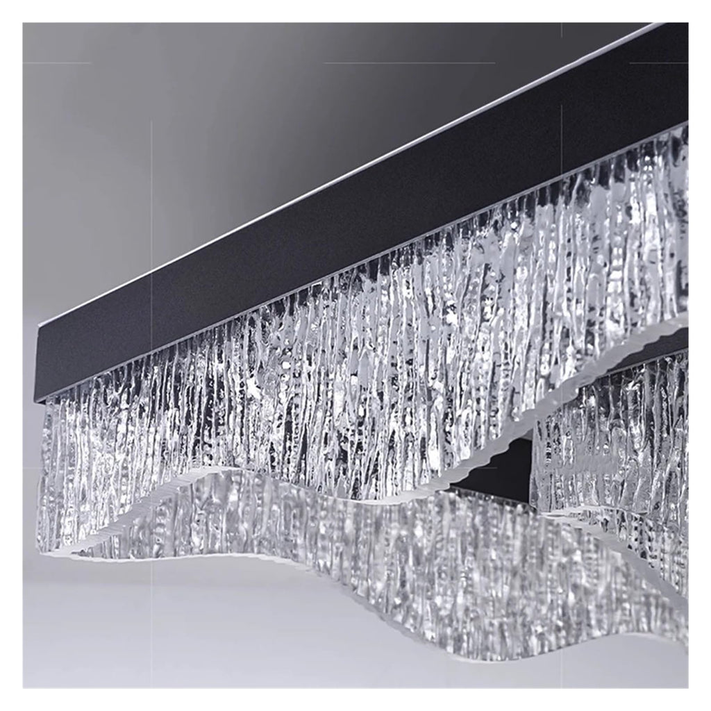 Wavy Square Round Crystal Flush Mount Ceiling Light Glass LED