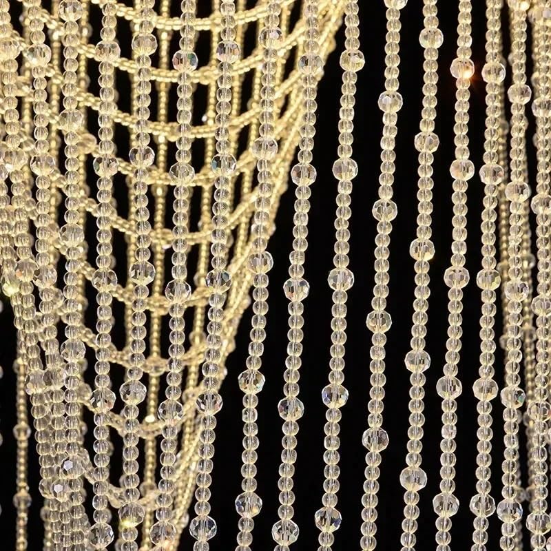 Chandelier, Duplex Staircase Chandelier for Living Room Crystal Tassel Light Modern Luxury Restaurant Long Hanging Lamp Home Lighting Lustre(D100cm H320cm,Warm White)