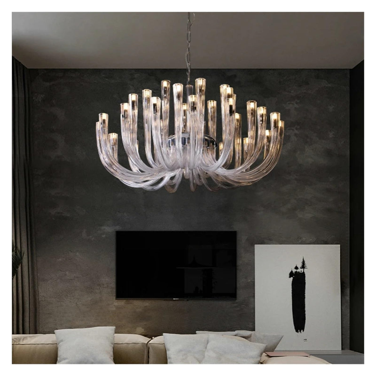 Post-Modern Simple Living Room U Shaped Glass Ceiling Chandelier Italian Designer Lustre Light Art Pendant Lamps,Practical