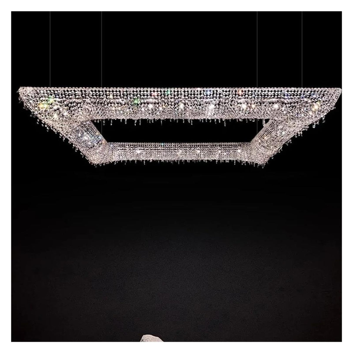 Postmodern Square & Round Crystal Chandelier (Neutral light 140cm)