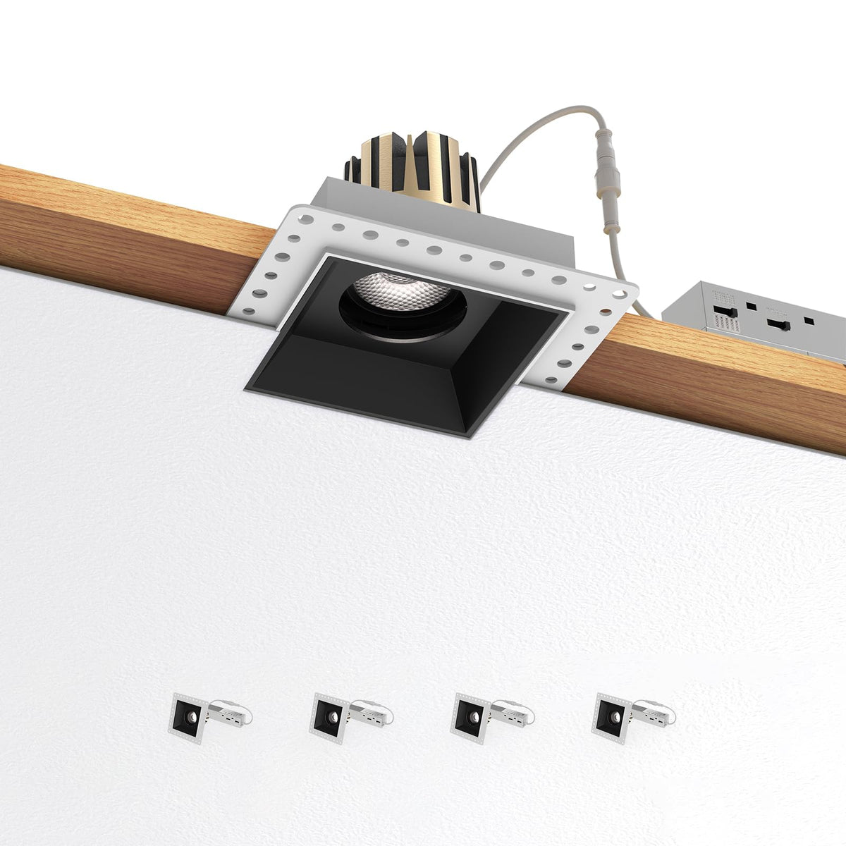 4-Pack Square Rimless LED Downlight Anti-glare Embedded Ceiling Lamps