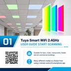 12 Pack 2x2 FT LED RGBW 5000K Multicolor Flat Panel, Light Remote & App Controlled 40W 4400lm Color Changing LED Panel Light Smart Wi-Fi Drop Ceiling Light