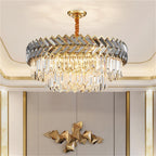 Stainless Steel LED Crystal Chandelier Living Room Light Fixture
