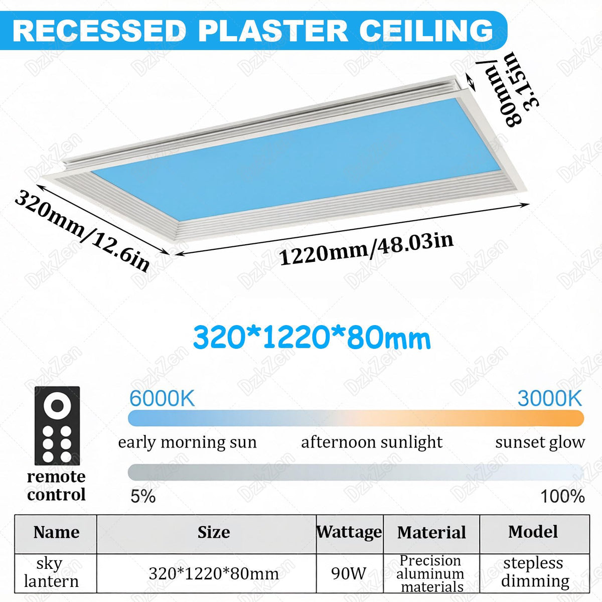 Artificial Skylight Ceiling Light with Remote Control for Home Decor