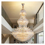 Pagoda Design Crystal Chandelier Large Gold Pendant Light