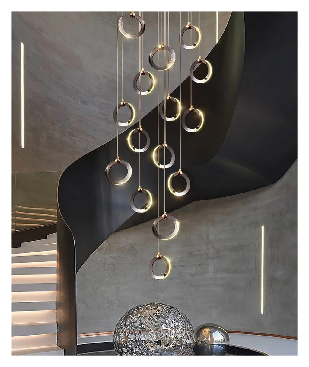 Multi Ring Spiral Suspended Fixture Round Canopy Hanging Decor ,Classic