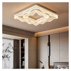 Wavy Square Round Crystal Flush Mount Ceiling Light Glass LED