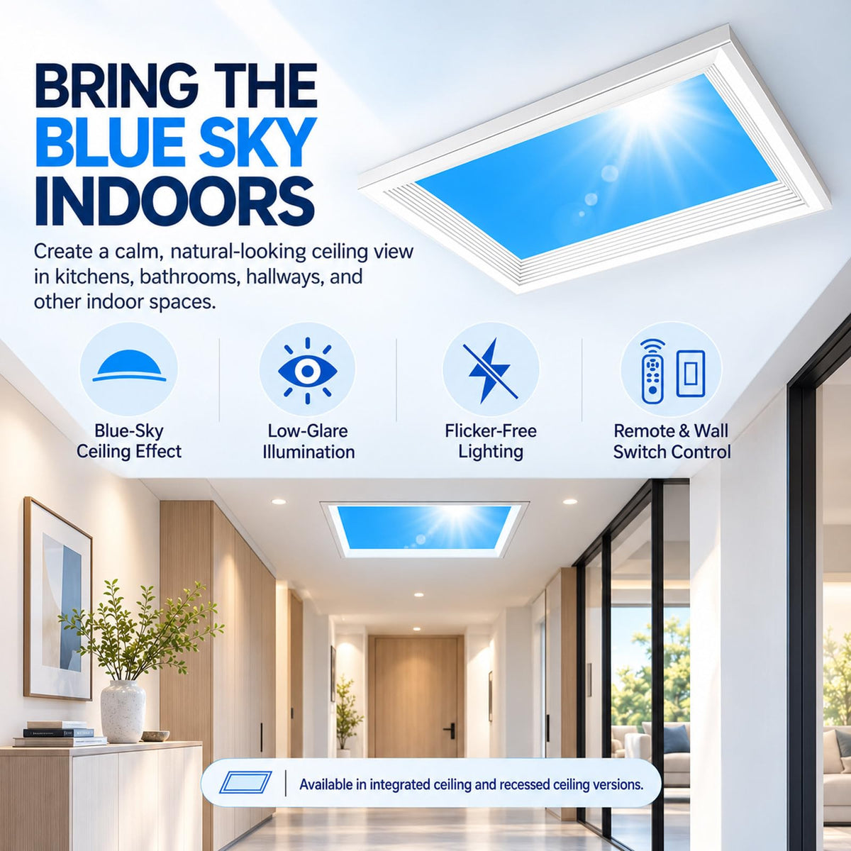 Artificial Skylight Ceiling Light, Dimmable Integrated-60*60