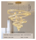 Modern Intertwined Double Ring Crystal LED Pendant Light Gold Frame Irregular Loop Hanging Chandelier,Warmth