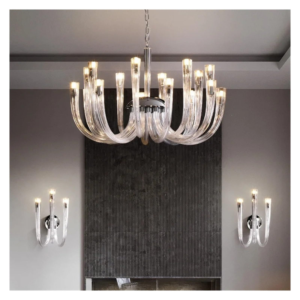 Post-Modern Simple Living Room U Shaped Glass Ceiling Chandelier Italian Designer Lustre Light Art Pendant Lamps,Practical