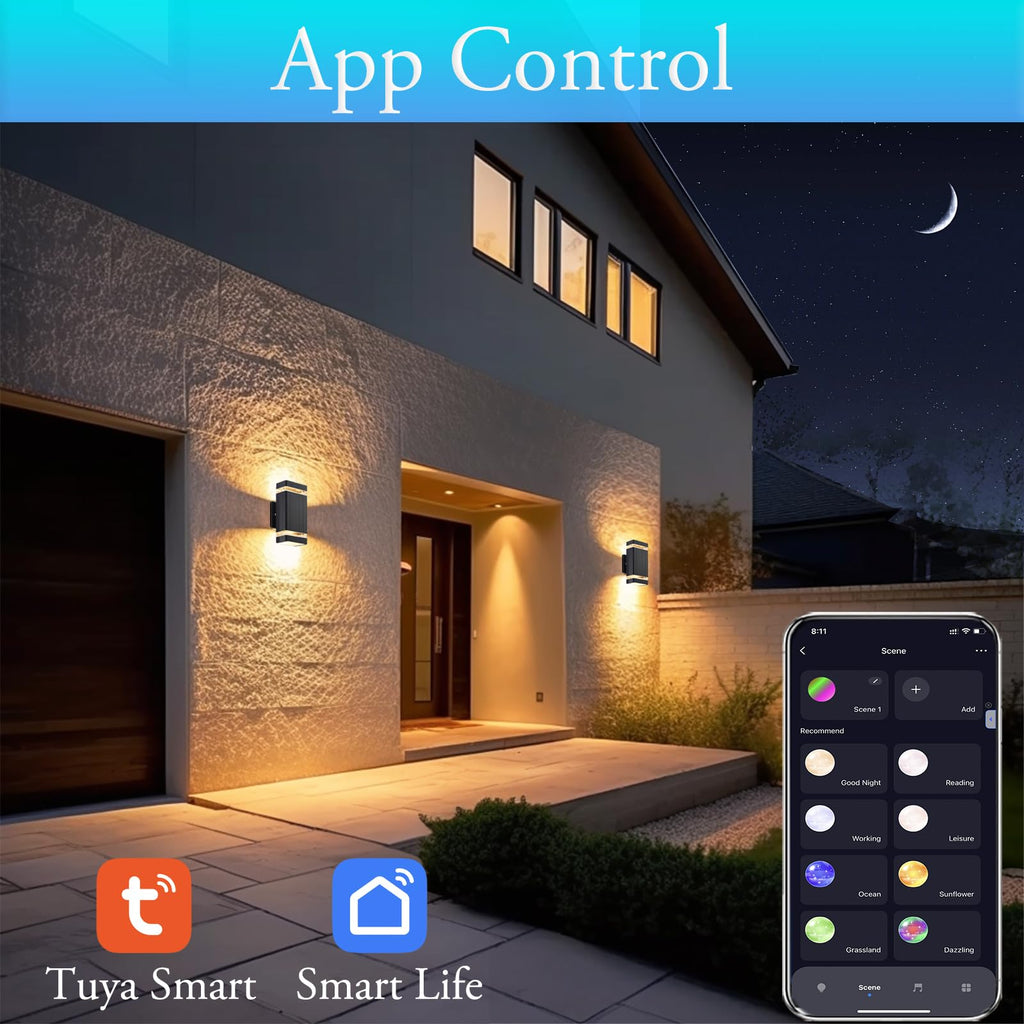 Up and Down Outdoor Wall Light, RGB Color Changing Wall Lights