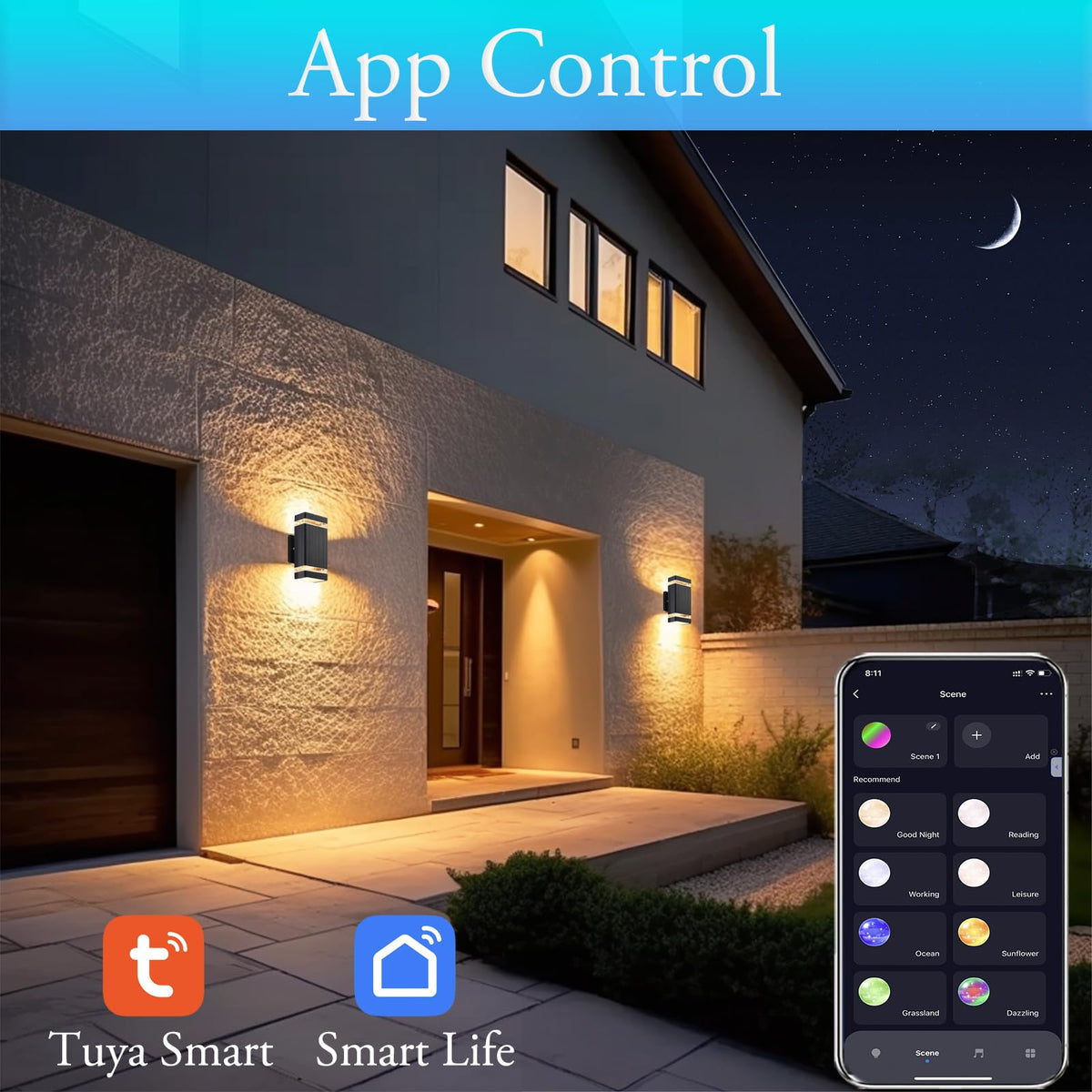 Up and Down Outdoor Wall Light, RGB Color Changing Wall Lights