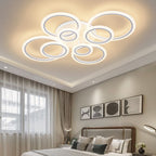 1pc 8 Rings Large Modern LED Ceiling Light with Remote Control with 3pc Small White 4 Rings Ceiling Light Fixture, 3000-6000K Color Temperature Adjustable and Brightness Dimmable