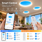 Ultra Thin Skylight Panel Light, Round Dia 21Inch Smart Blue Sky Light
