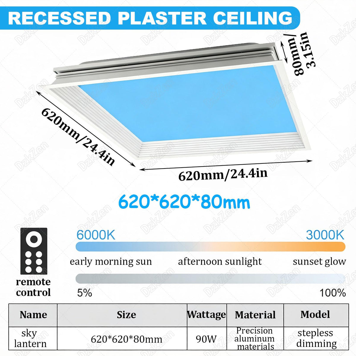 Artificial Skylight Ceiling Light with Remote Control for Home Decor