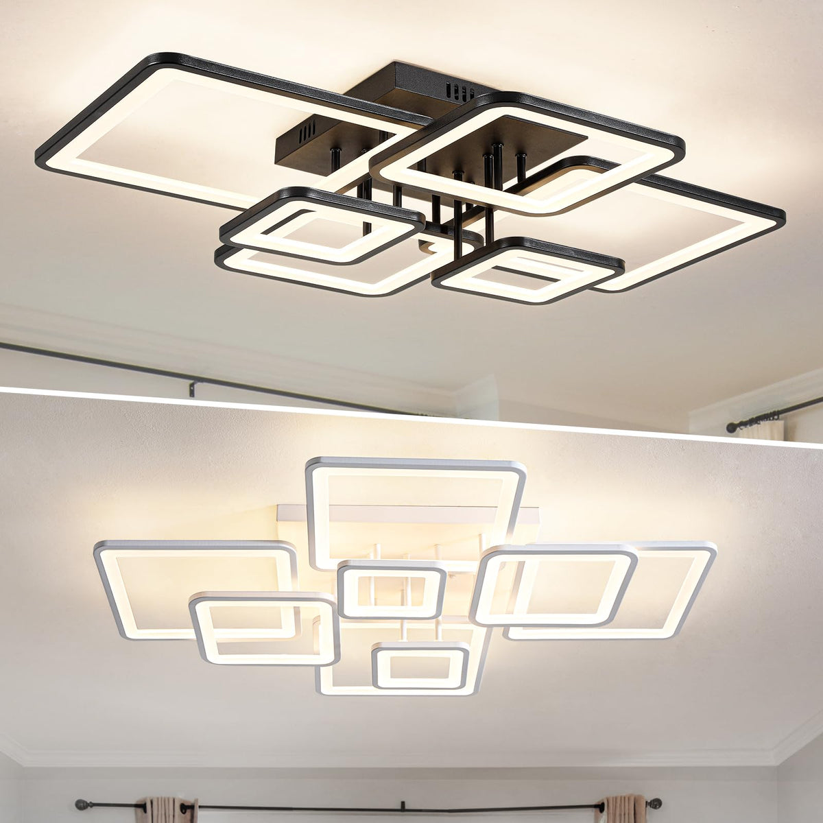 6 Square Black Ceiling Lights + 8 Square White Ceiling Lights