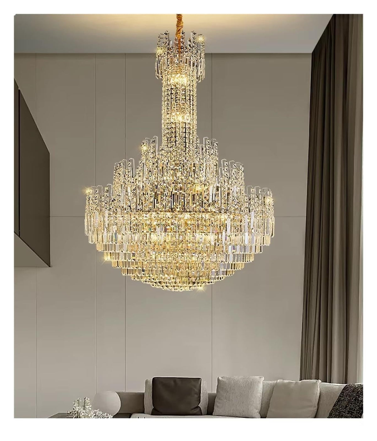 Modern Crystal Chandelier,Luxury Villa Staircase Living Room Hanging Lamp,the Perfect Match