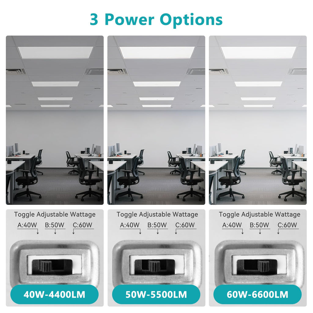 2x4 LED Flat Panel Light for Drop Ceiling 18 Pack 60W 6600LM ETL