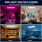 4 Pack 2X4 FT LED RGBW 5000K Multicolor Flat Panel, Light Remote & App Controlled 60W 6600lm Color Changing LED Panel Light Smart Wi-Fi Drop Ceiling Light with Alexa/Google Assistant