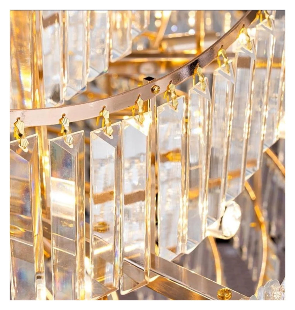 Pagoda Design Crystal Chandelier Large Gold Pendant Light