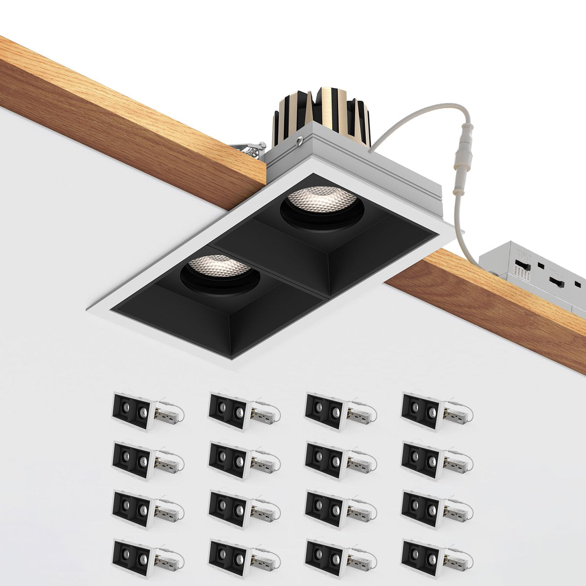 4-Pack Square Rimless LED Downlight Anti-glare Embedded Ceiling Lamps