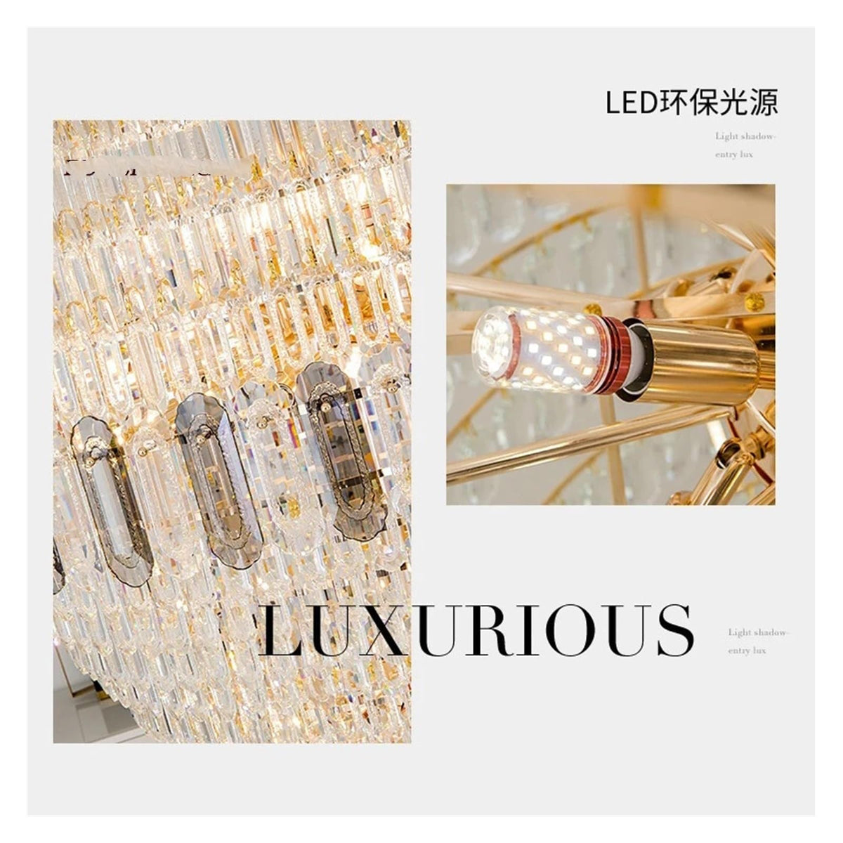 Villa Duplex Building, Living Room, Large Chandelier, Light Luxury Hotel Lobby Chandelier, Sales Department, Club Crystal Lamp