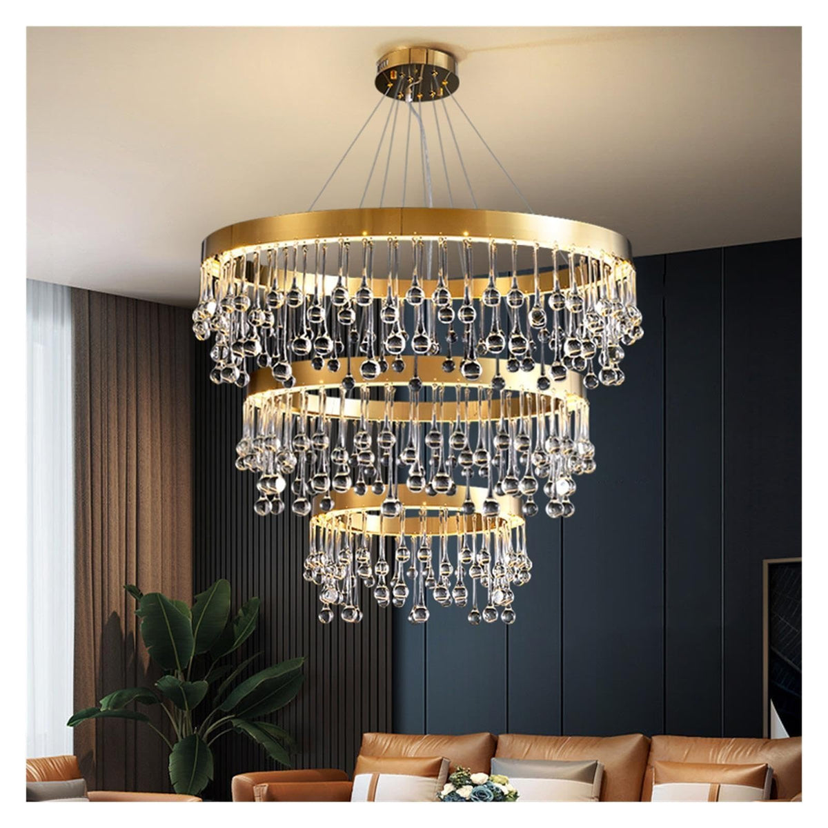 Modern Gold Led Crystal Chandelier Round Ceiling Hanging Light ,modern