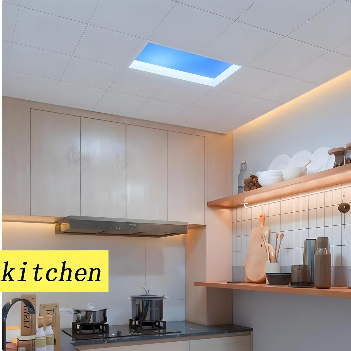 30x60cm Recessed Blue Sky Ceiling Lamp, Smart Adjustable Daylight Simulation Light, Natural Sky Effect for Home Commercial Use Embedded
