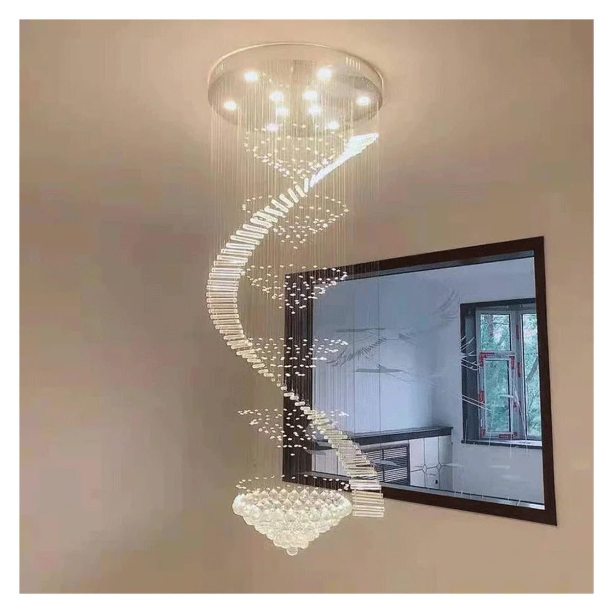 Modern Long LED Spiral Crystal Chandeliers Lighting for Staircase Stair Lamp Showcase Bedroom Living Room Hotel Hall Home Decar