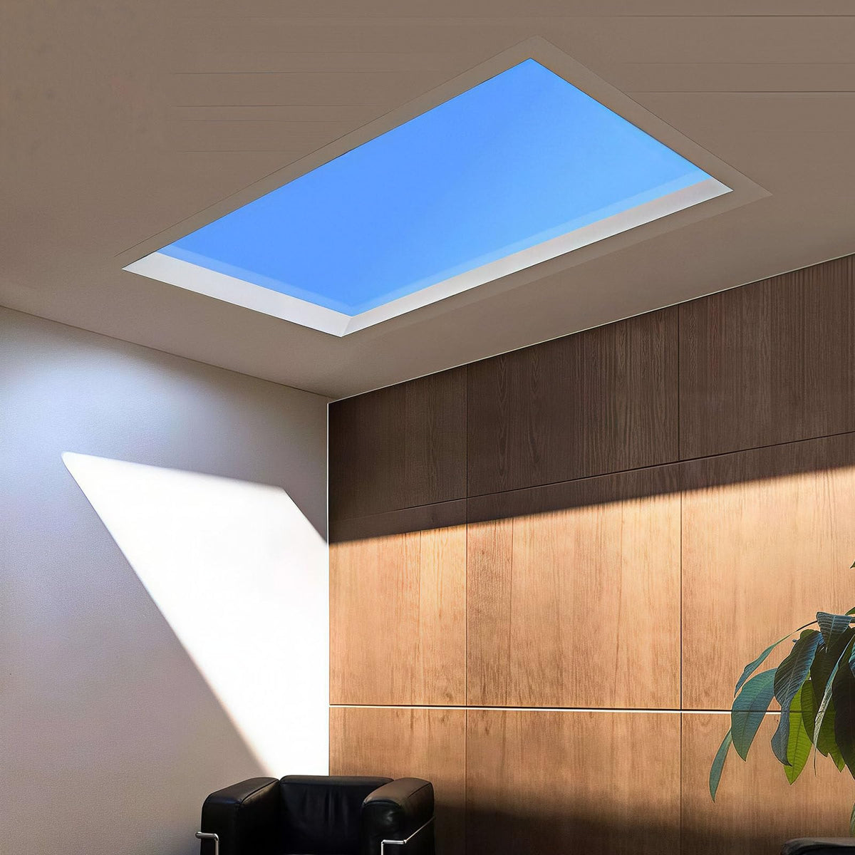 Artificial Blue Skylight, APP Control Smart Ceiling Light Blue Sky Light Sunlight Rhythm, simulate Sunlight Irradiation for Living Room, Bathroom, Office Embedded-60×60cm